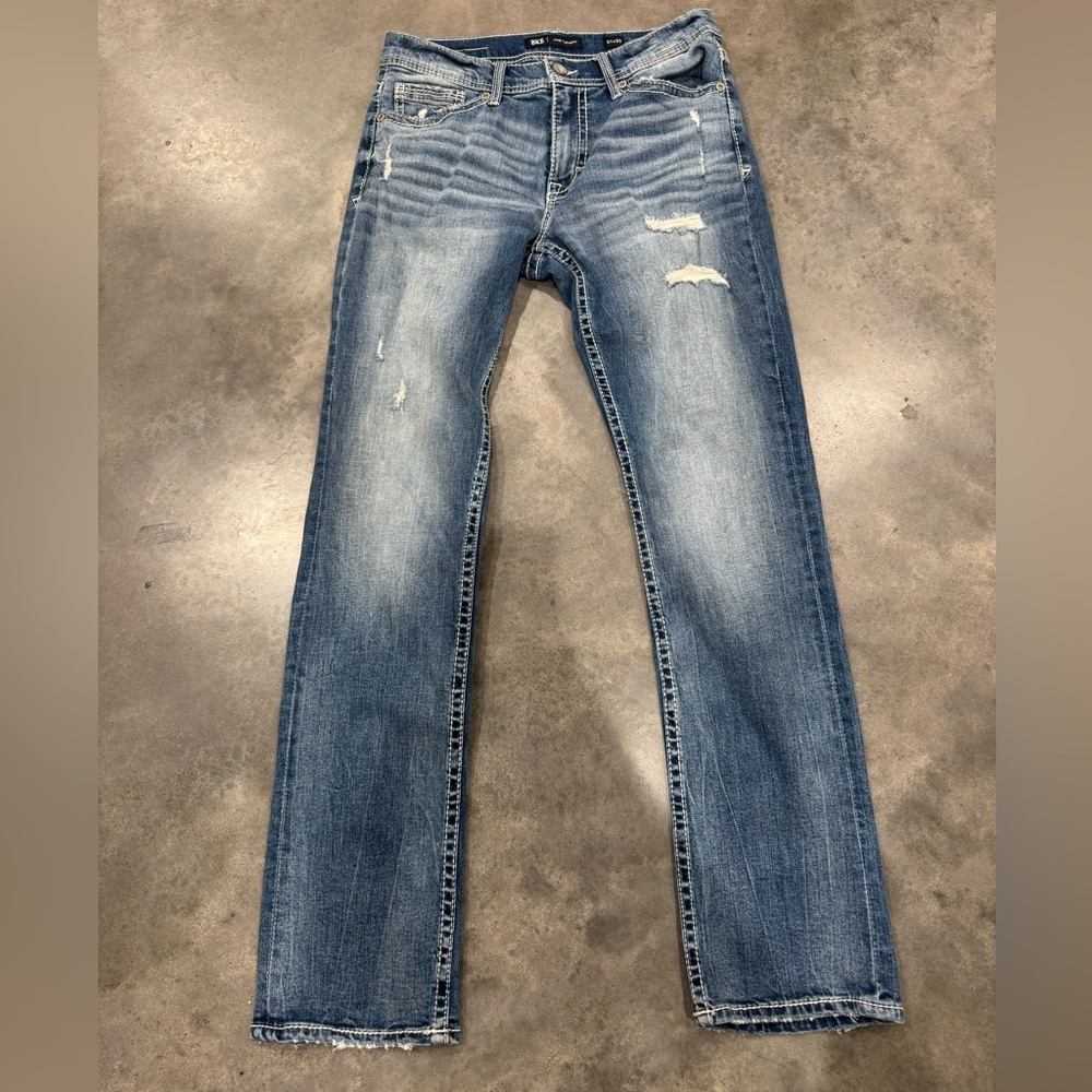 BKE Men's Light Blue Straight Jeans